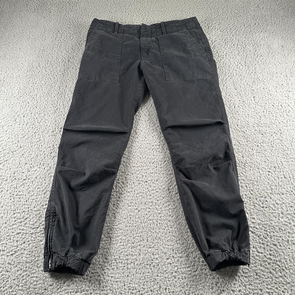 Nili Lotan Twill Jogger Pants Womens 4 Charcoal Ankle Zip Cuffed USA Stretch